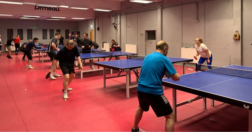 Players at Ormeau Table Tennis Club, 113 The Mount, Belfast